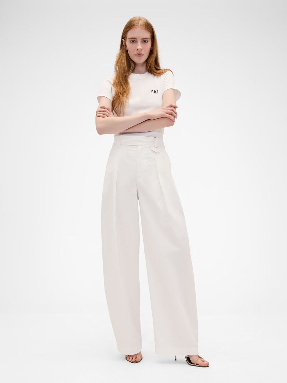 Gap x Victoria Beckham High Rise Pleated Arc Trouser Off White #902771